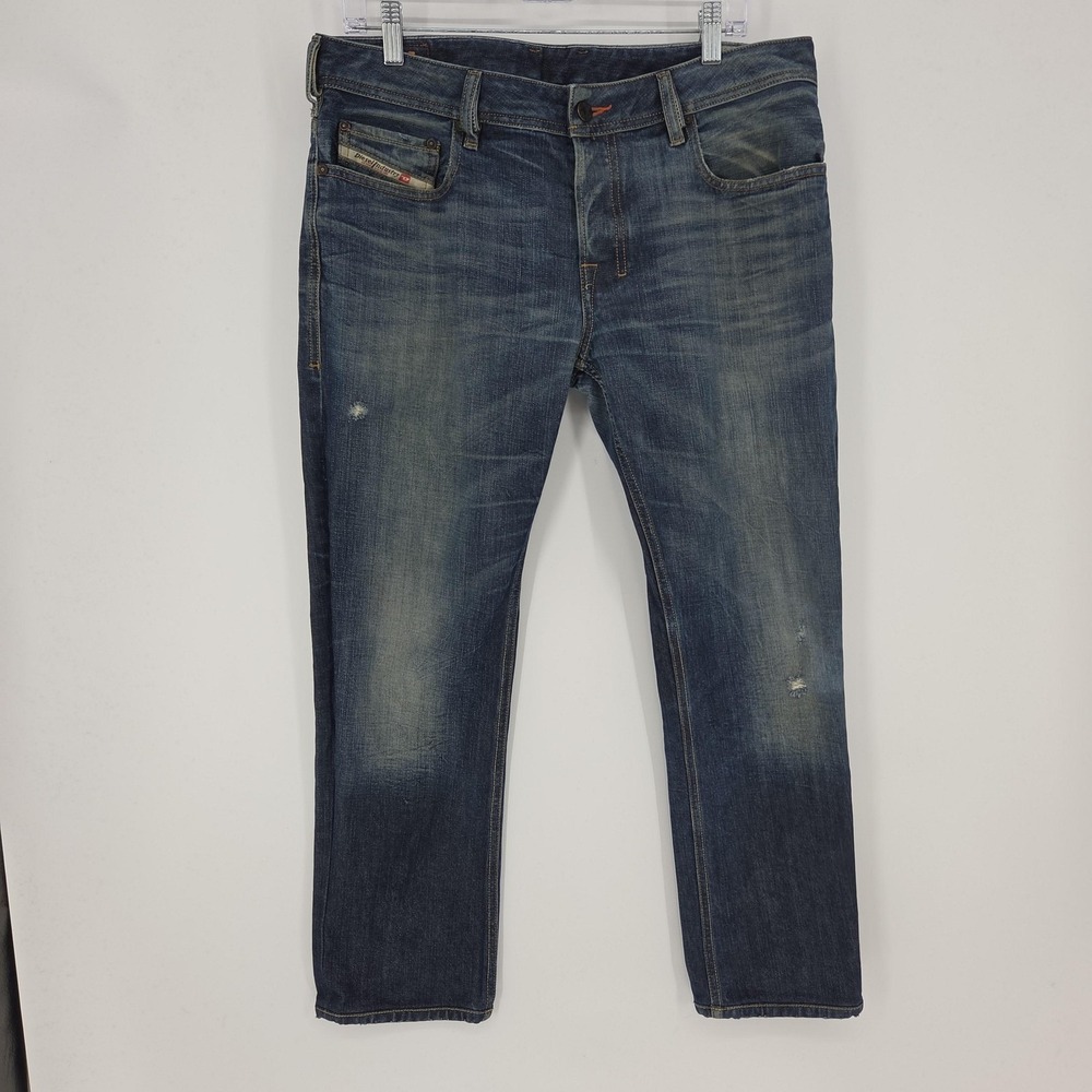 Diesel Jeans Mens Blue Zatiny Button Fly Denim 008Y3 Altered Hem Fits 34x28